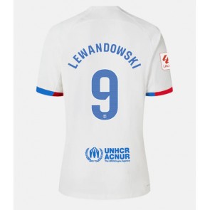 Lacne Muži Futbalové dres Barcelona Robert Lewandowski #9 2023-24 Krátky Rukáv - Preč